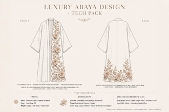 design luxury abaya and modern fashion tech pack