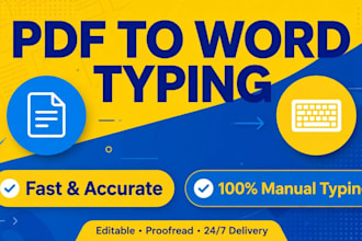 do fast PDF to word typing, data entry and copy typing work