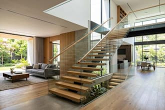 design  modern 3d staircase with 2d plans in realistic renders