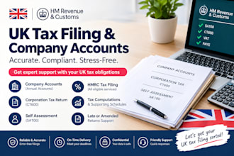 prepare UK account, corporation tax return ct600, hmrc, sa100, UK assessment