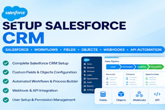 setup salesforce CRM salesforce workflows fields objects webhooks API automation