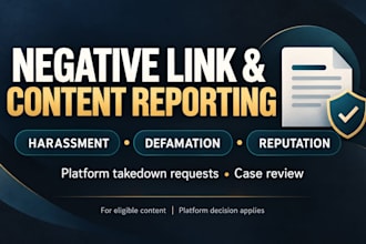report negative links and defamatory content for review