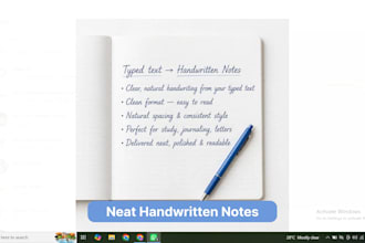 convert typed text to neat handwritten notes