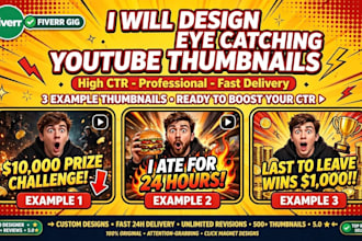 design eye catching youtube thumbnail, tiktok and shorts cover