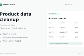 clean your excel and CSV product data