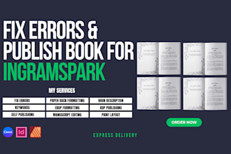 fix and publish ingramspark book for ingram spark, ingramspark book formatting