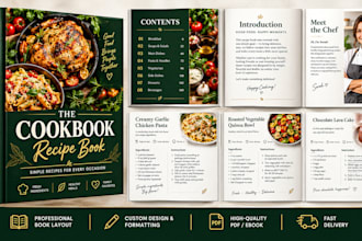 write quality cookbook recipe book design, cookbook formatting, ebook design