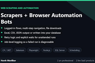 build a web scraping bot and automate browser tasks for you