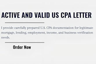 do US CPA confirmation letter, income, mortgage, employment letter, cpa review