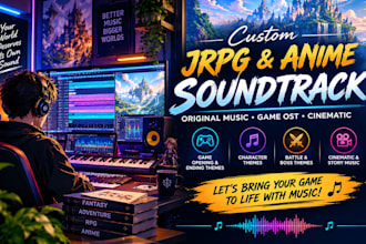 compose original anime jrpg soundtrack jpop jrock song for your game bgm
