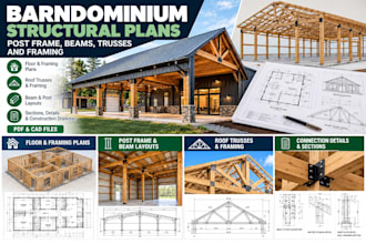 design barndominium structural plans, post frame, beams, trusses and framing