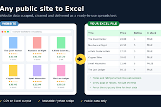build web scraper that exports website data to CSV or excel
