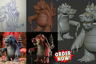 convert 2d to custom 3d character model, image photo to stl 3mf for 3d printing
