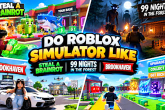 do roblox simulator like steal a brainrot, 99 night in the forest, brookhaven