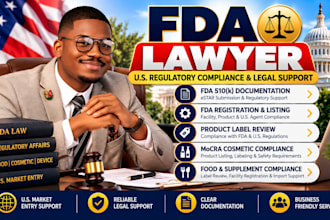 handle fda 510k submission, device listing, ndc, fda registration and compliance