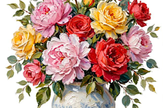paint vibrant floral oil painting for  wall art and home decor