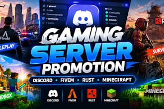 discord server promotion, fivem, rust, minecraft gaming server promotion
