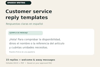 write spanish customer service reply templates for your business