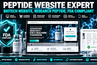 build fda compliant peptide website biotech website research peptide wordpress