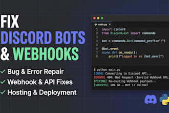 fix discord bot bugs, webhooks, and python script errors