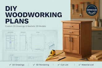 draw detailed DIY woodworking plans furniture design with cut and material list