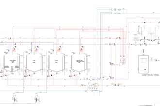 design industrial food processing systems p and id cookers mixers etc