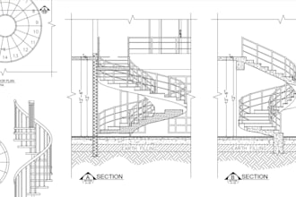 design 2d staircase drawings, 3d steel staircase models