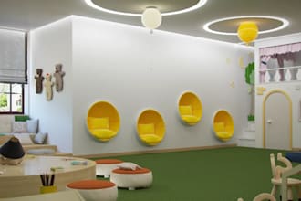design realistic 3d interior renders, kindergartens, interactive vertical spaces