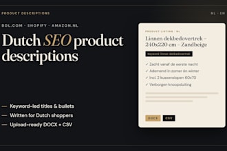 write dutch SEO product descriptions