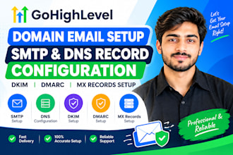 setup gohighlevel domain email SMTP dns record configuration
