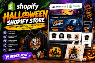 build a halloween shopify pod store with printful and printify