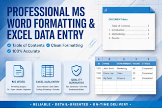 format word doc, fix table of contents and excel entry