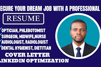 write an ats optimized healthcare resume and professional CV