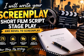 write your screenplay, short firm script, stage play and novel to screenplay