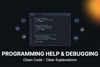 do cpp csharp javascript and sql programming tasks and debugging