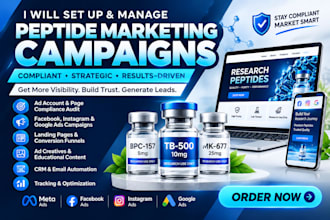 run peptide ads, facebook ads, google ads, and peptide marketing campaigns