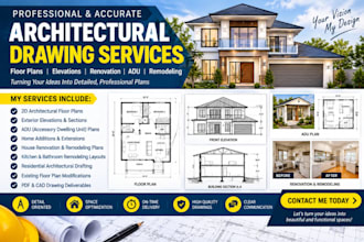 do architectural drawing, floor plans elevation renovation adu and remodeling