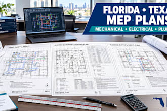 prepare pe sealed mechanical, plumbing, electrical plans florida or texas permit