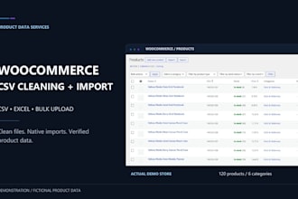 clean CSV and excel files and bulk import products to woocommerce