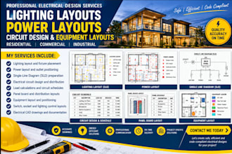 provide lighting layout sld, power layout circuit design and equipment layouts