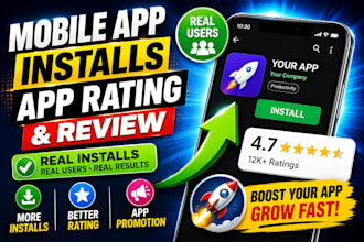 mobile app install app rating re view with real installs and app promotion