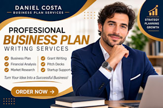 write and design a business plan with financials for startup