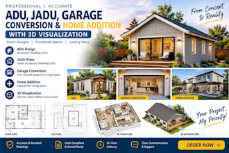 deliver accurate adu, jadu garage conversion, home addition and 3d visualization