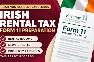 prepare irish non resident landlord tax returns, form 11 and rental income