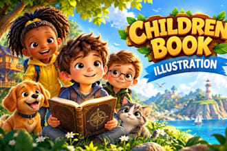 draw 3d children book illustration and create children book illustrations