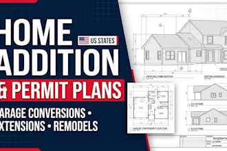 design garage addition, adu and home addition permit plans in mn tx ca fl