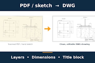 convert PDF, sketches or images into accurate dwg drawings