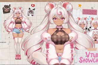 draw and rig live2d vtuber model, vtuber rigging, vtuber avatar, anime style