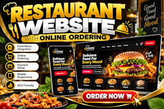 design a restaurant website with online ordering and food menu