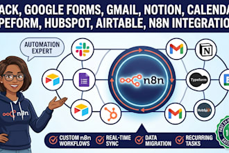 integrate slack google forms gmail notion calender typeform hubspot airtable n8n